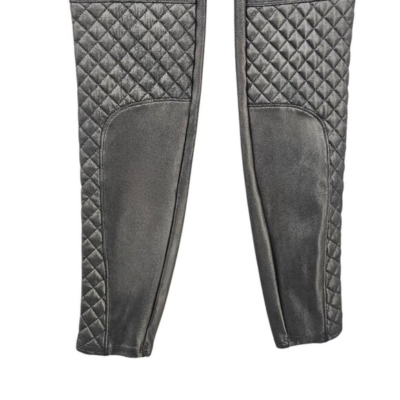 Spanx Womens S Quilted Faux Leather Leggings in Very Black - Picture 3 of 16